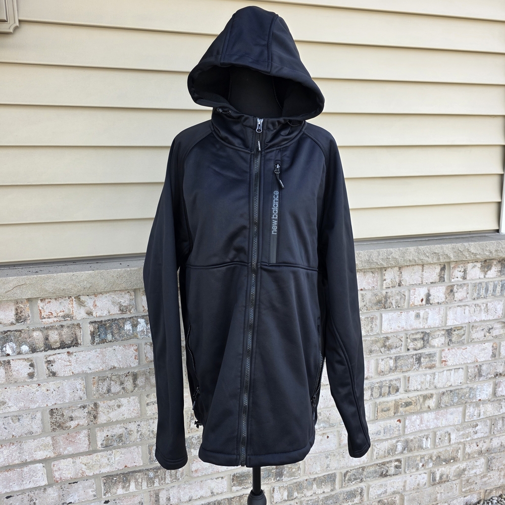 New Balance Black Softshell Jacket XL Fleece Lined Hooded